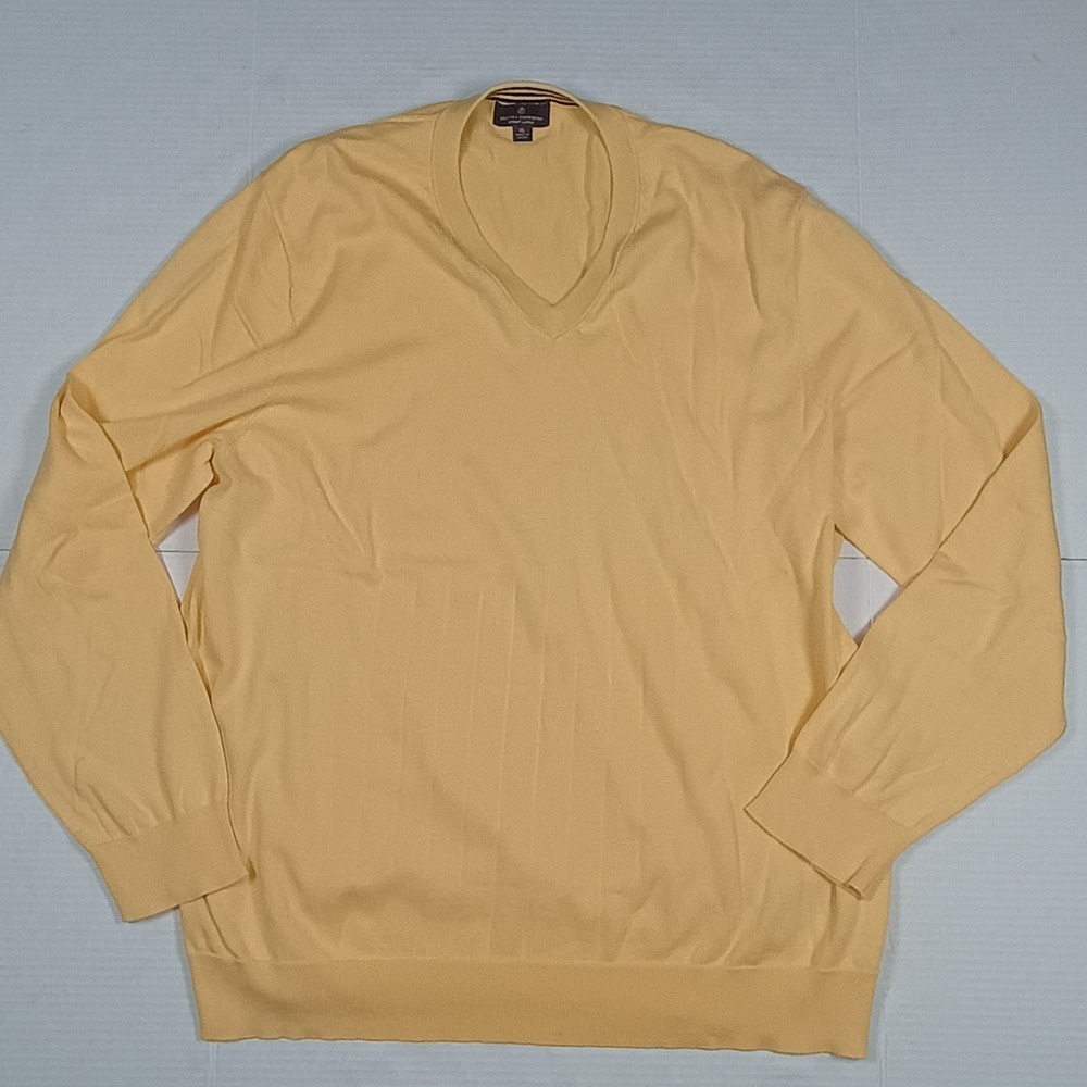 Brooks Brothers Light Yellow Soft Supima cotton V Neck Sweater XL